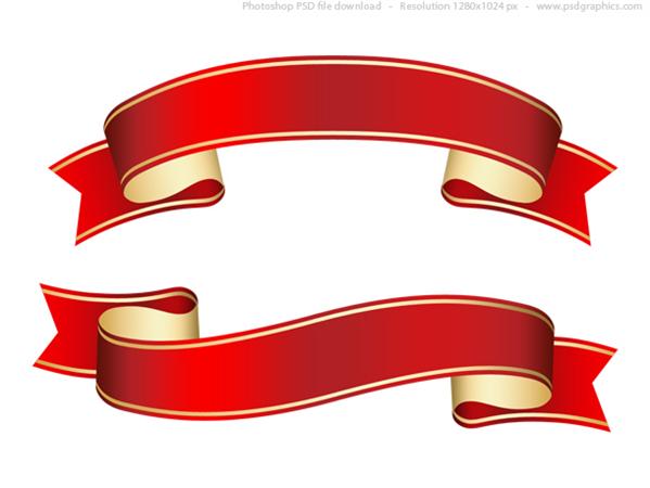 Curled Red Ribbon Banner Psd Template By Psdgraphics