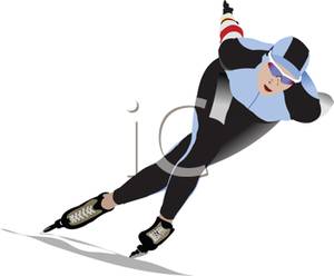 Female Olympic Speed Skater   Royalty Free Clipart Picture