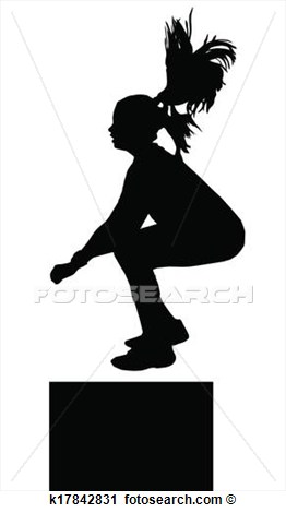 Girl Fitness Exerciser Jumping Silhouette View Large Clip Art Graphic