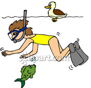 Girl Snorkeling   Royalty Free Clipart Picture
