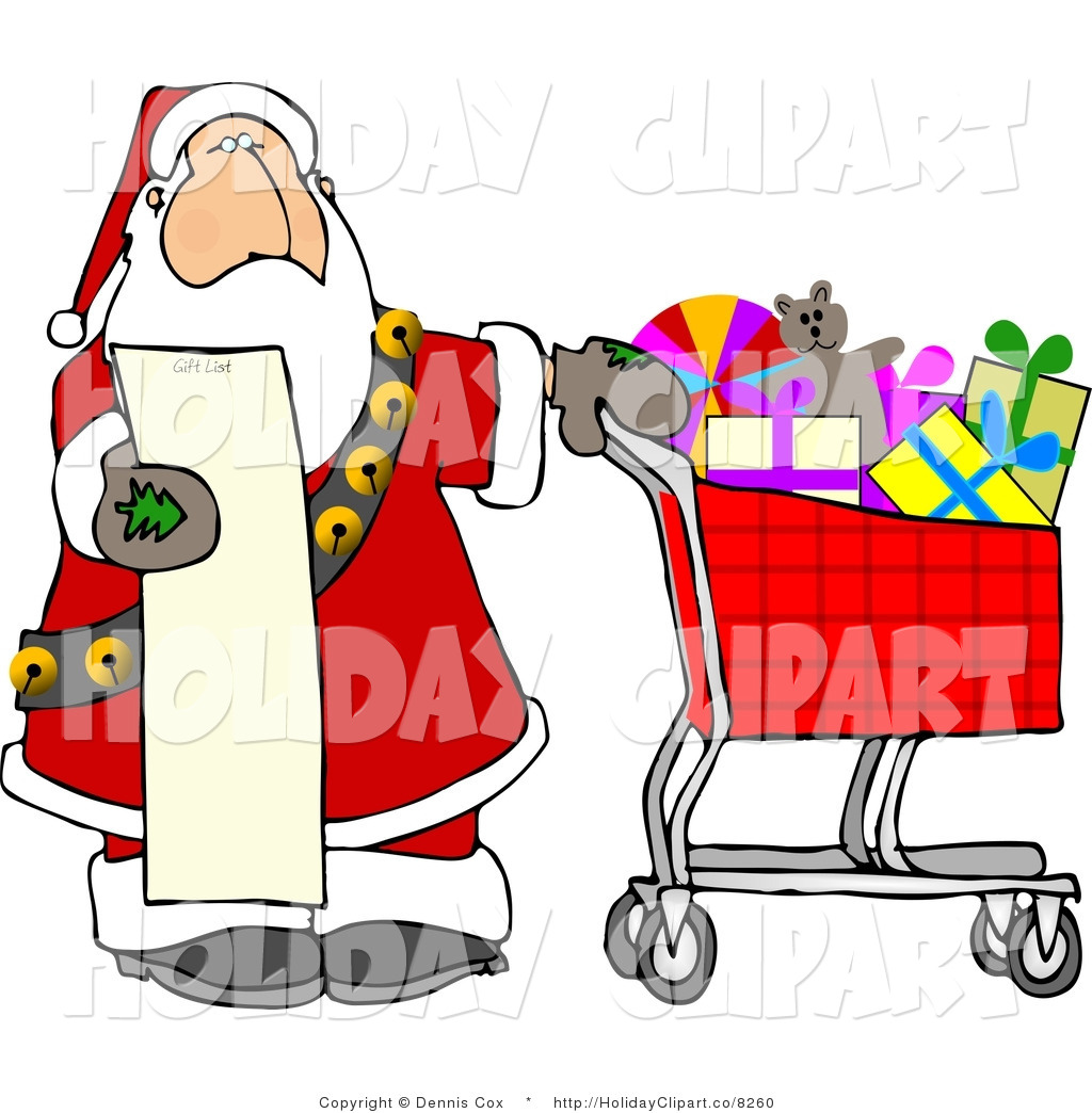 Holiday Clip Art Of Santa Claus Shopping In A Toy Store For Children