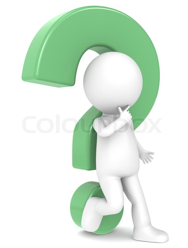     Human Character With A Green Question Mark   Stock Photo   Colourbox