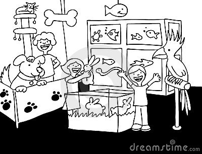 Pet Store Visit   Black And White Royalty Free Stock Photos   Image