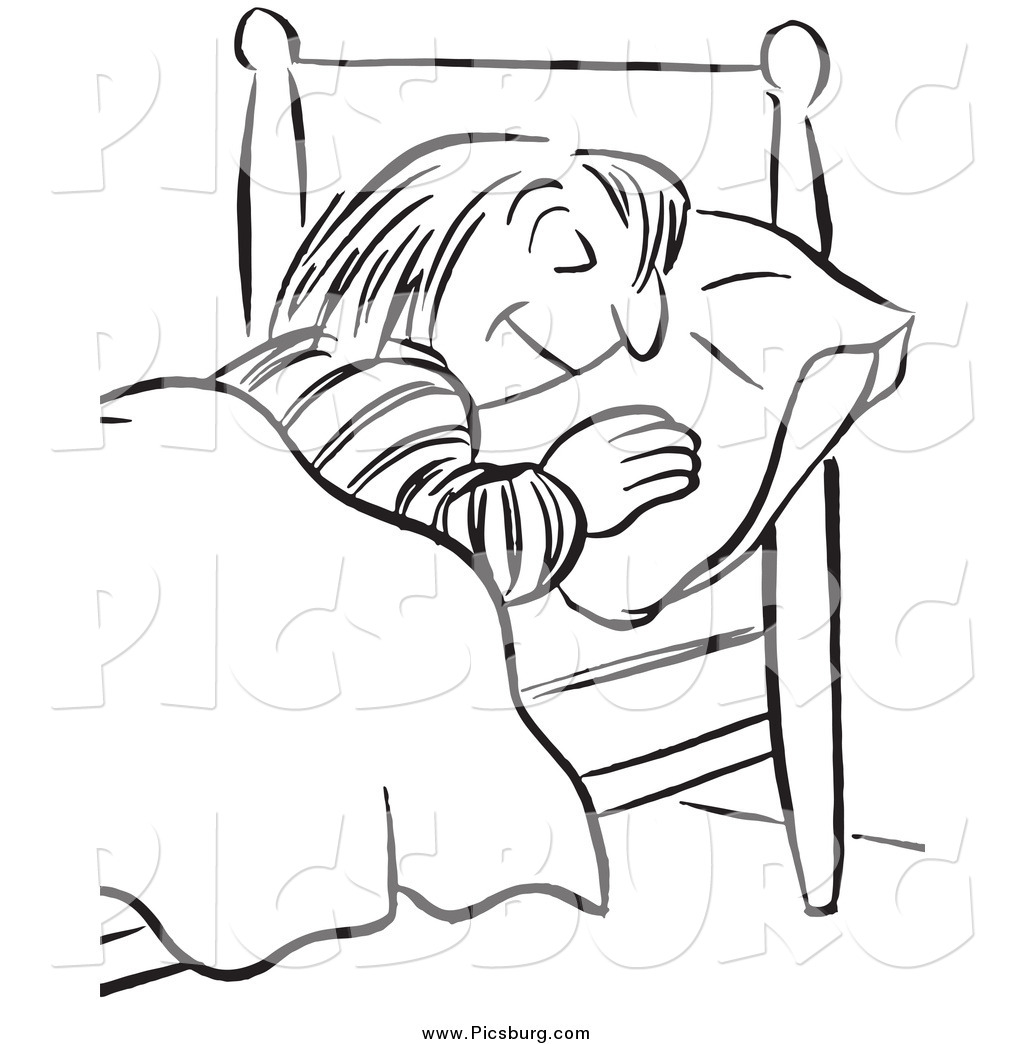 Preview  Clip Art Of A Black And White Woman Sleeping By Picsburg