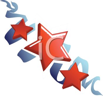 Royalty Free Clipart Image  Red White And Blue Stars And Ribbons For