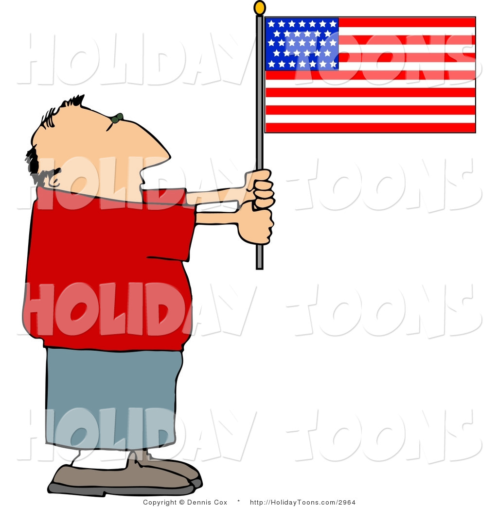 Royalty Free Holiday Clipart Of A Patriotic Man Holding An American    