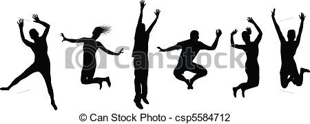 Silhouettes Of People Jumping And Dancing Csp5584712   Search Clipart