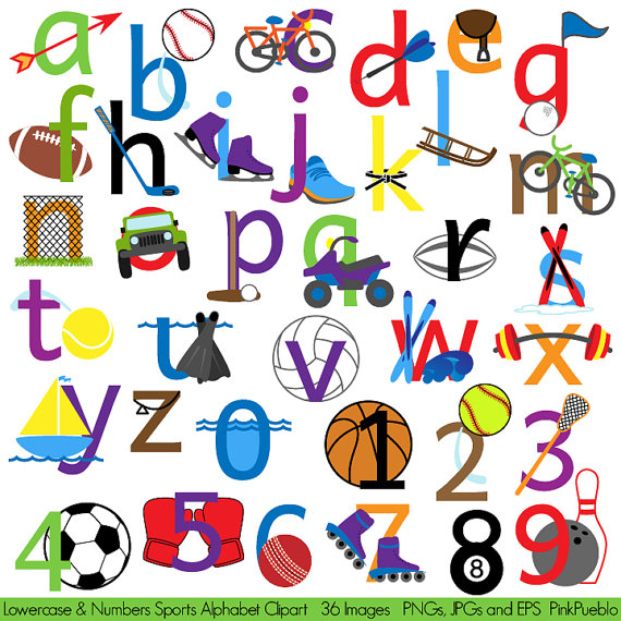 Sports Alphabet Clipart Clip Art Sports Letters Font Lowercase And    