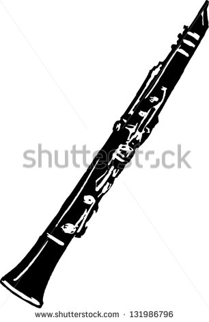 Stock Vector Black And White Vector Illustration Of Clarinet 131986796