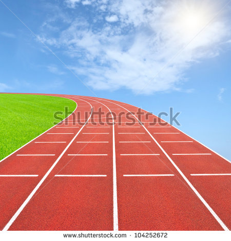 Summer Olympics Template From Running Track And Sky   Stock Photo