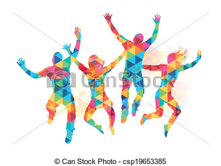 Vector Of Happy Jumping People   Young People Jumping In Celebration
