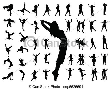 Vector   Silhouette People Jumping Dance   Stock Illustration Royalty