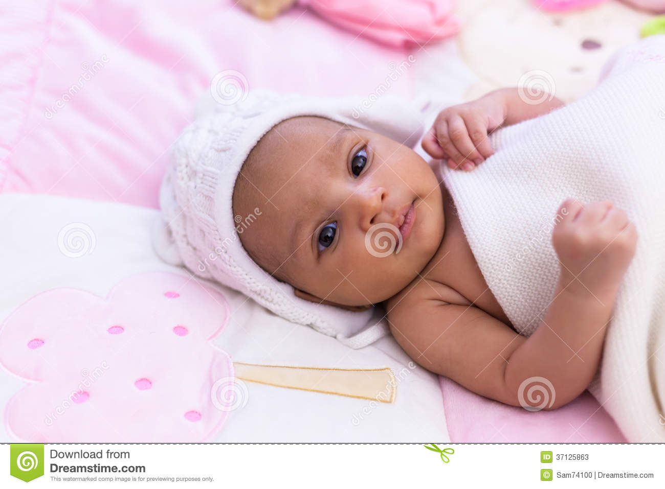 Adorable Little African American Baby Girl Looking   Black Peopl Stock