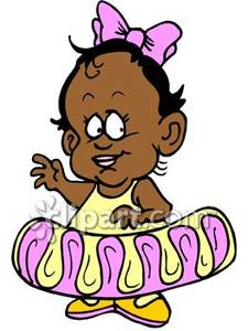 African American Baby Girl Wearing A Tutu   Royalty Free Clipart    