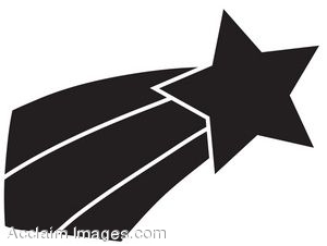 Clipart Illustration Of A Black And White Shooting Star  Clipart