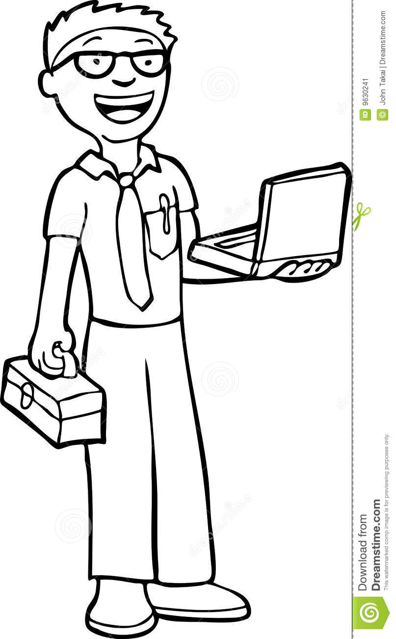 Computer Repair Clipart Black And White Man Ready To Fix Computers
