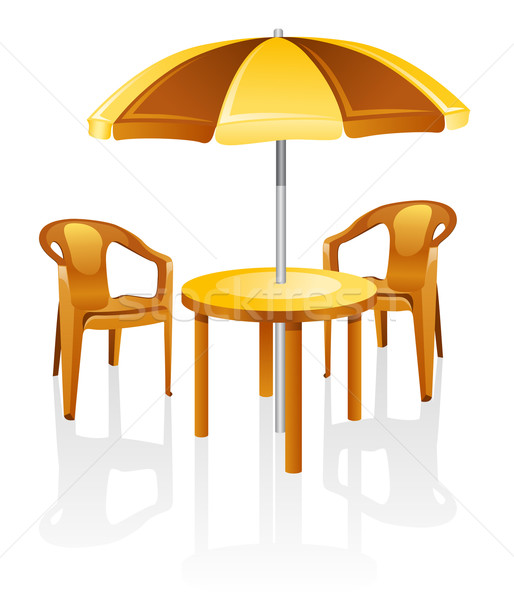 Furniture  Table Chair Parasol  Vector Illustration   Nataliya