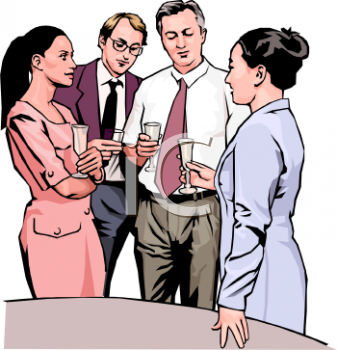 Group Of Office Employees Celebrating With Champagne Clip Art