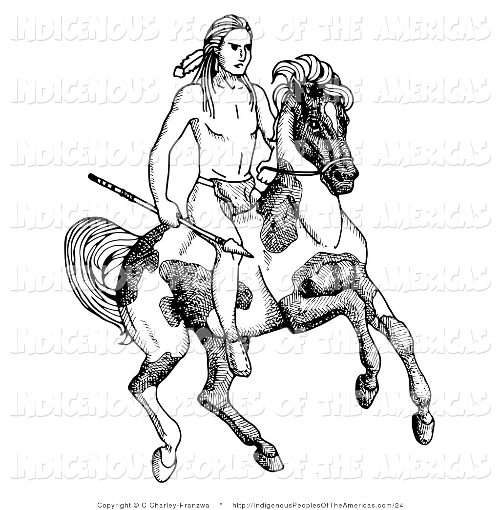 Larger Preview  Vector Clipart Of A Black And White Native American    