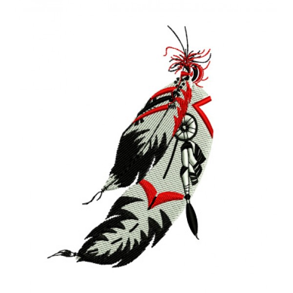 Native American Indian Feathers Western Embroidery Design