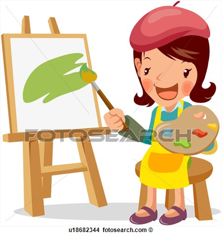 Painter Canvas Easel Painting Full Age U18682344   Search Clip Art