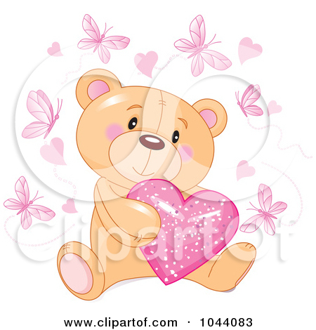 Royalty Free  Rf  Clip Art Illustration Of A Teddy Bear Hugging A Pink