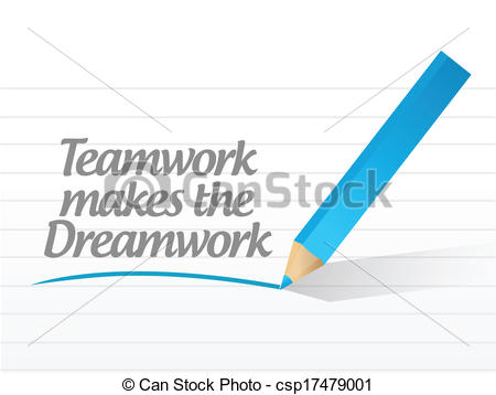 Teamwork Makes The Dreamwork Illustration Design Over A White