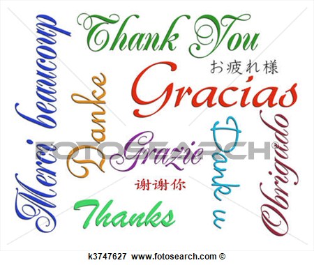 Thank You Card Many Languages  Fotosearch   Search Eps Clipart