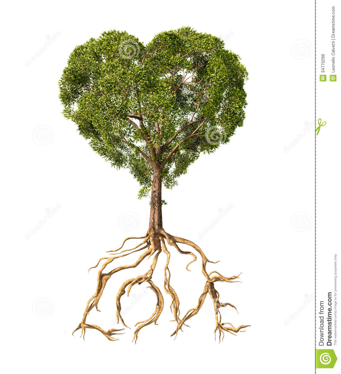 Tree With Foliage With The Shape Of A Heart And Roots As Text Love  On