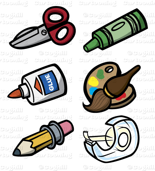 Vector Cartoon Stock Illustration Clip Art Of Art   Craft Tools