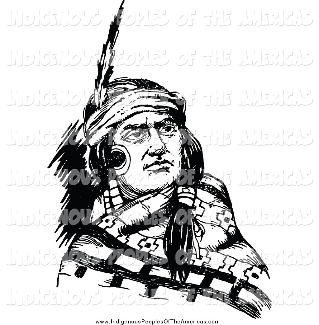 Vector Clipart Of A Black And White Native American Man By Prawny    