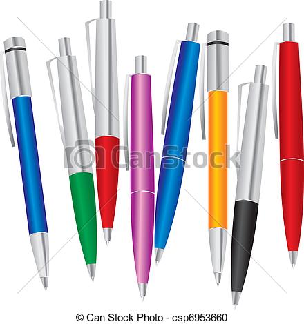 Vector Set Color Pens Stock