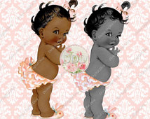 Vintage African American Baby Girl Ruffle Pants Bunny Slippers Color    