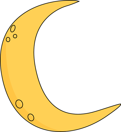 Crescent Moon Clip Art Image   Yellow Crescent Moon With Craters