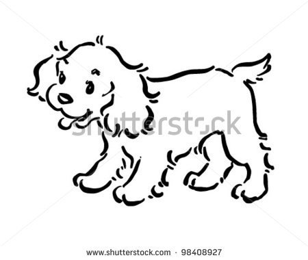 Cute Puppy Dog   Retro Clipart Illustration   Stock Vector