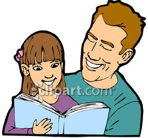 Father And Daughter Reading   Royalty Free Clipart Picture