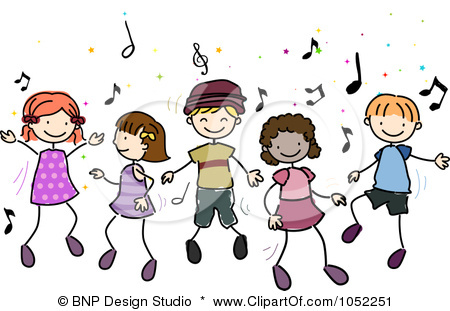 Free Vector Clip Art Illustration Of Doodled Children Dancing To Music