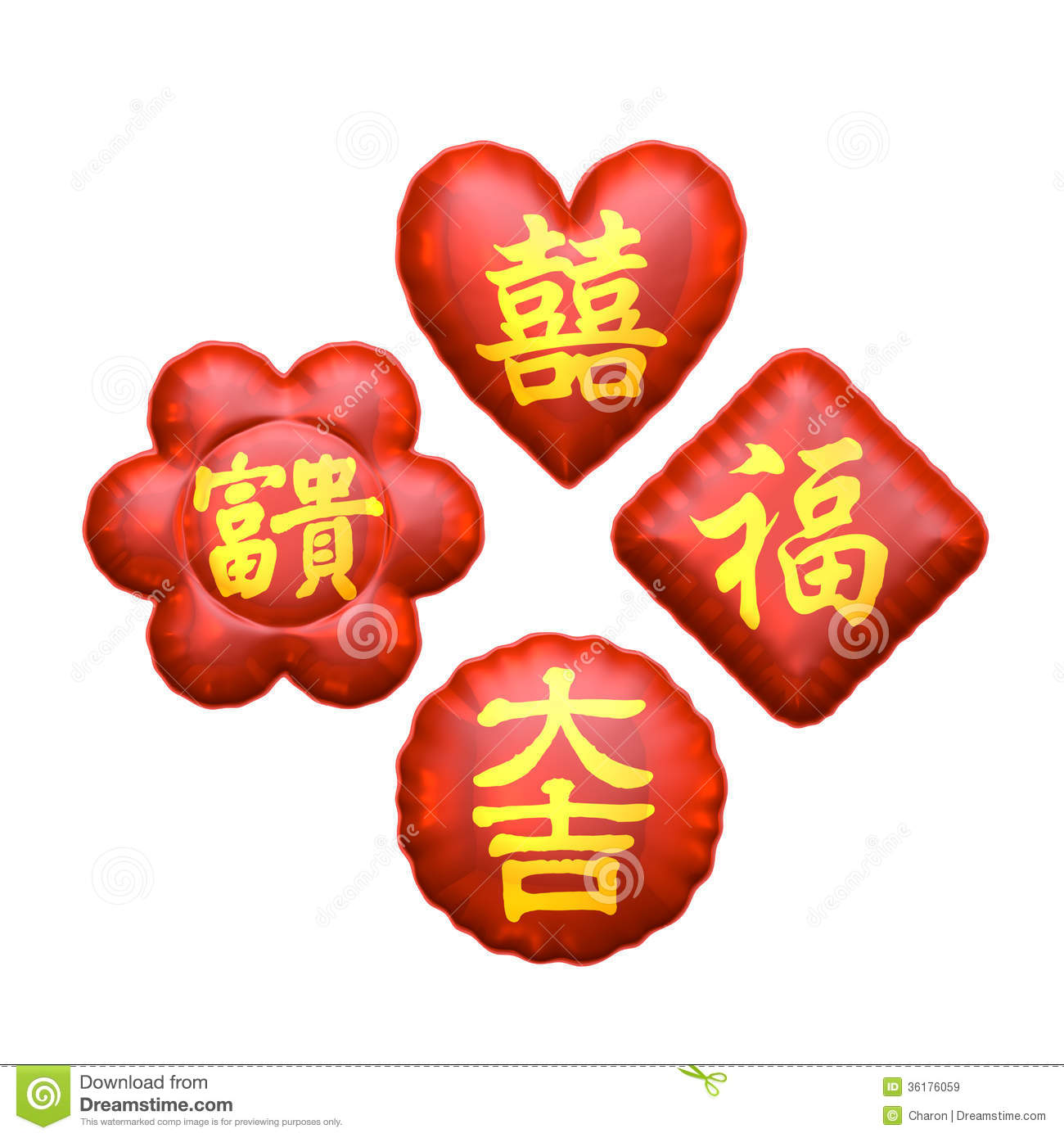 Asssorted Fortune Charms For Either Chinese Wedding Or Lunar New Year