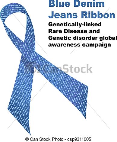 Blue Denim Jeans Ribbon  Genetically Linked Rare Disease And Genetic