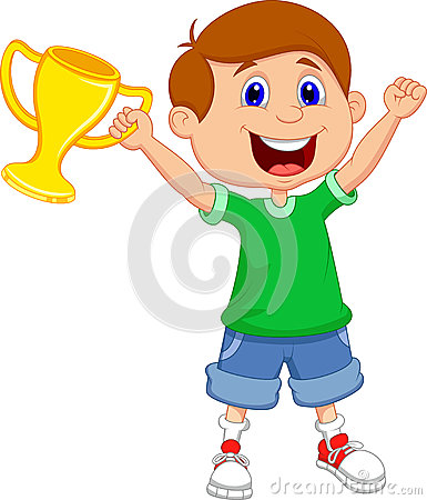 Boy Cartoon Holding Gold Trophy Royalty Free Stock Images   Image    