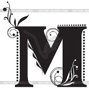 Clip Art Black And White   Initial Letter M   Vector Clipart