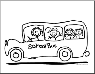 Clip Art  School Bus 3  Coloring Page    Preview 1