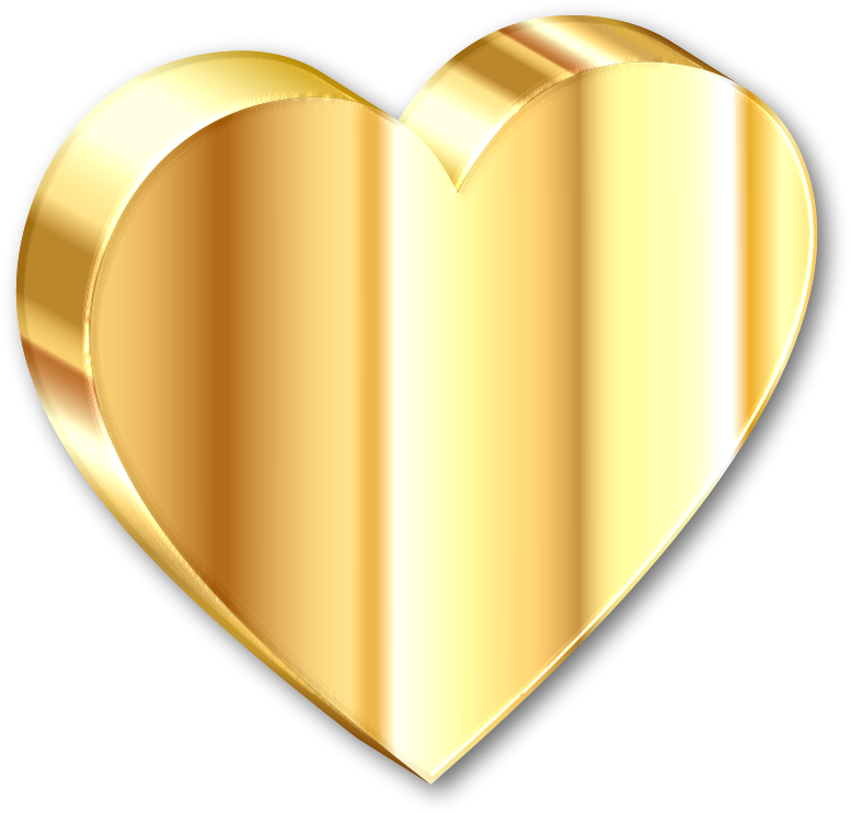Clipart   3d Heart Of Gold With Shadow