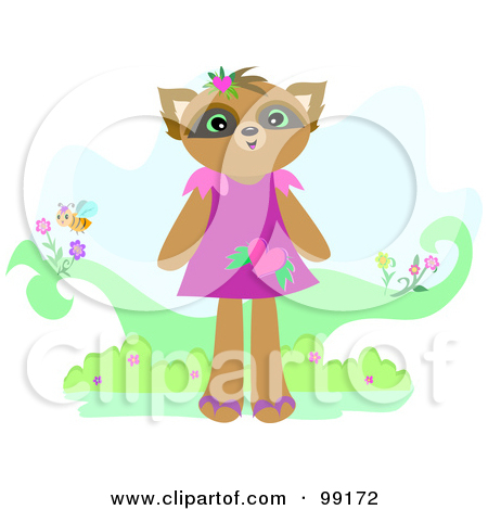 Clipart Illustration Of A Raccoon Girl In A Purple Dress By Bpearth