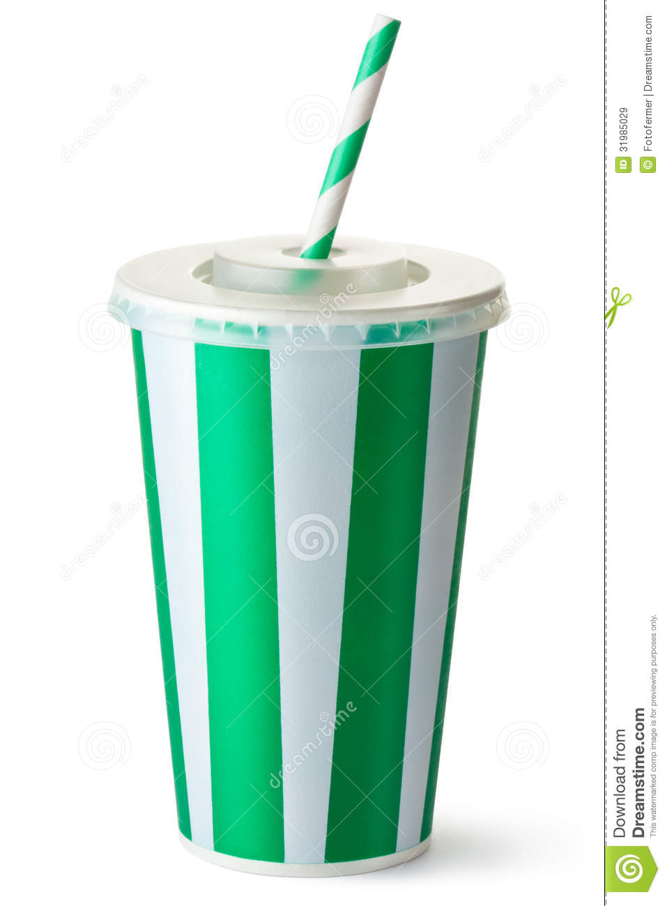 Cup Straw Clipart Green Striped Cardboard Cup Straw Satnding White    