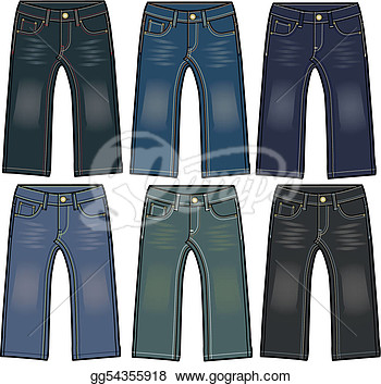 Denim Jeans With Different Washing Effect   Stock Clipart Gg54355918