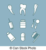 Dental Icons Set   Vector Dental Icons Set On Colored