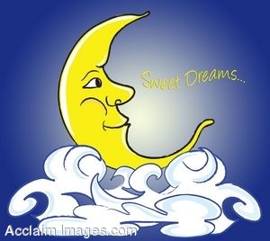 Description  Clip Art Of The Man In The Moon With Sweet Dreams Text    