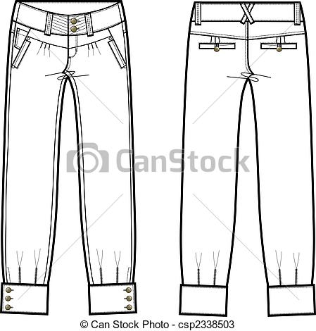 Drawings Of Lady Denim Jeans With Details Csp2338503   Search Clipart