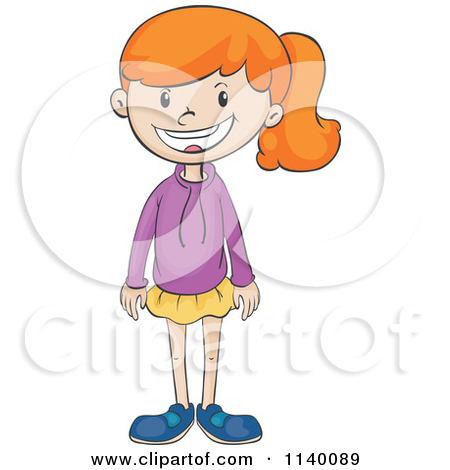 Girl In A Purple Sweater   Royalty Free Vector Clipart By Colematt